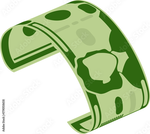 Curved money banknote illustrating financial success and wealth