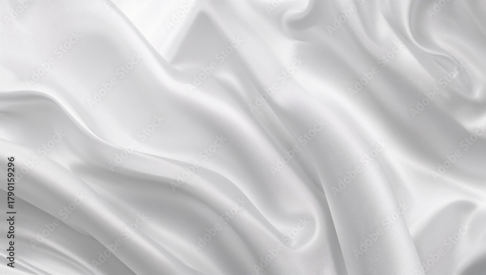 Naklejka premium Smooth white satin fabric backdrop featuring shine and folds, ideal for elegant presentations