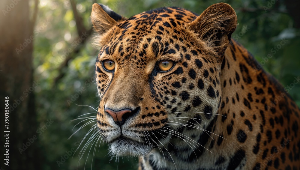 Naklejka premium Leopard in the wild, showcasing the risk of habitat loss