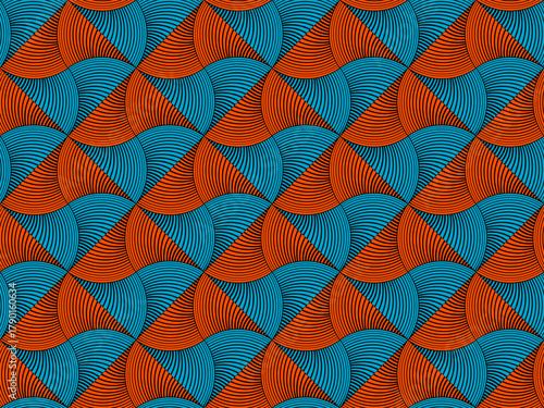 Abstract geometric wax print style seamless pattern