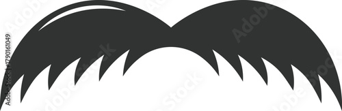 Black mustache icon representing male grooming and retro style