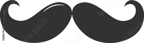 Black curled mustache vintage style graphic icon