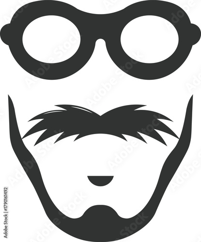Hipster face wearing glasses with beard and mustache