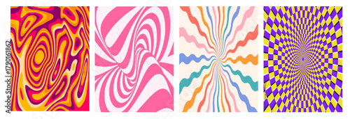 Groovy Psychedelic Swirl Spiral Abstract Pattern: Hypnotic Vector Backgrounds with Spooky Halloween Wavy Circle Textures for Retro Design Projects.