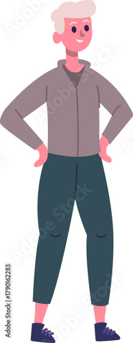 Confident young man standing with hands on hips