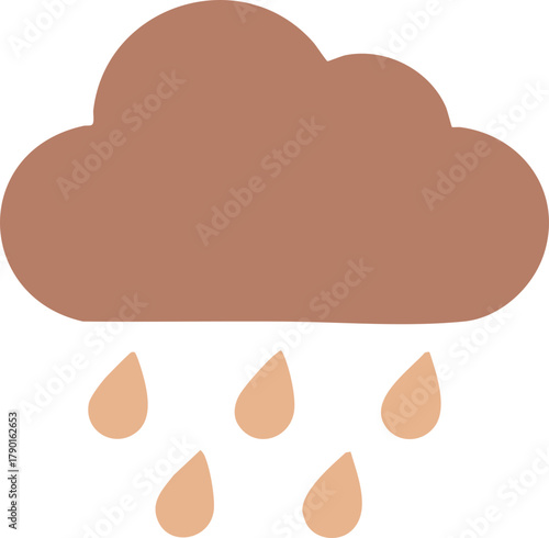 Simple brown cloud illustration with raindrops on a black background vector
