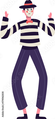 Mime artist performing silent act with gestures