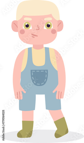 Little boy standing in cute cartoon illustration