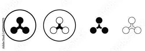 Modern minimalist atom symbols for scientific diagrams and technology designs, simple molecule illustration for chemistry projects, sleek black and white icons for science presentations