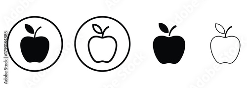 Fresh apple icons for modern designs, perfect for nutrition apps or educational material, clean and simple line art conveys healthy eating and wellness, great for website graphics