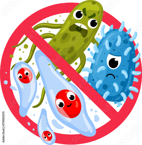 Stopping bacteria and viruses germ defense concept