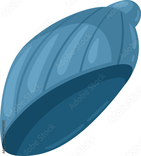 Blue knitted beanie hat for winter wearing