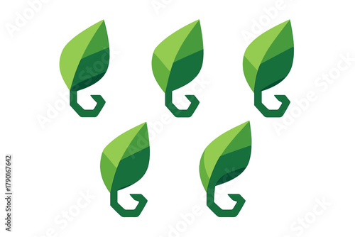 Stylized green leaf sprout pattern design element for nature themes