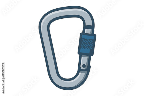 Climbing carabiner with screw lock gate isolated on white background