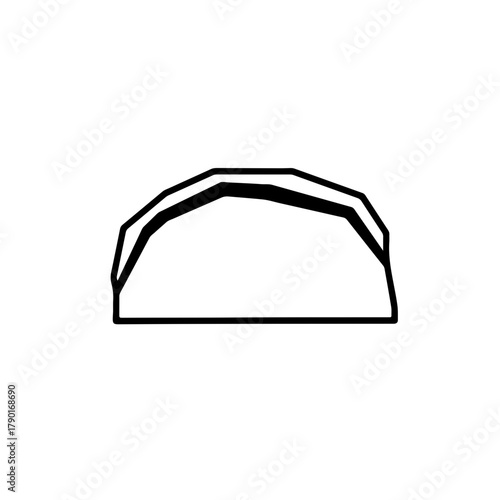 Vector illustration of mountain shape in simple black line art minimal style for travel, nature, and outdoor design