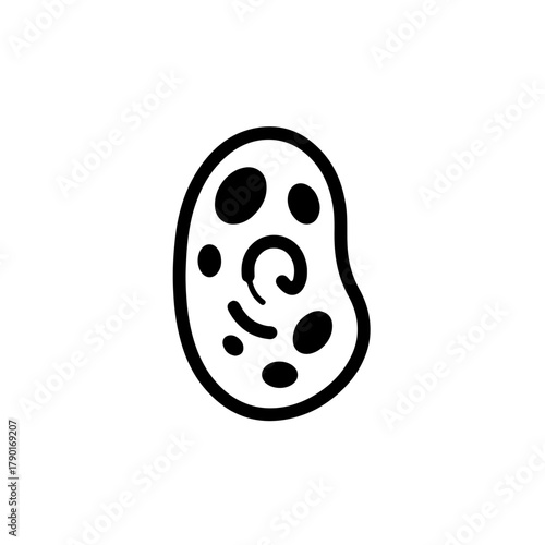 Microbial cell organic simplified structure biomaterial microscopic scientific biological reference vector line art