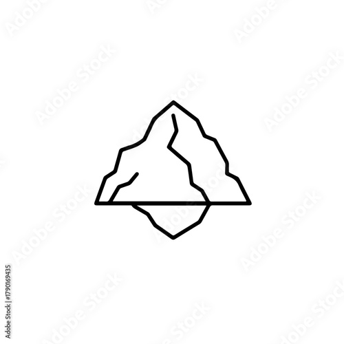 Jagged mountain stone formation with angular shape minimal line vector illustration for geology landscape scenes