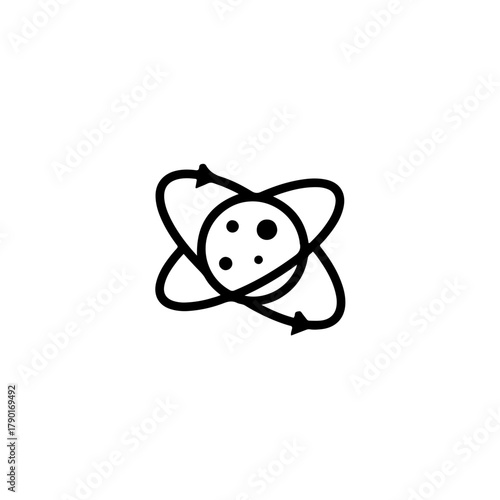 Atomic structure minimal line vector illustration for science, chemistry, physics learning visuals, molecular education, and research diagrams