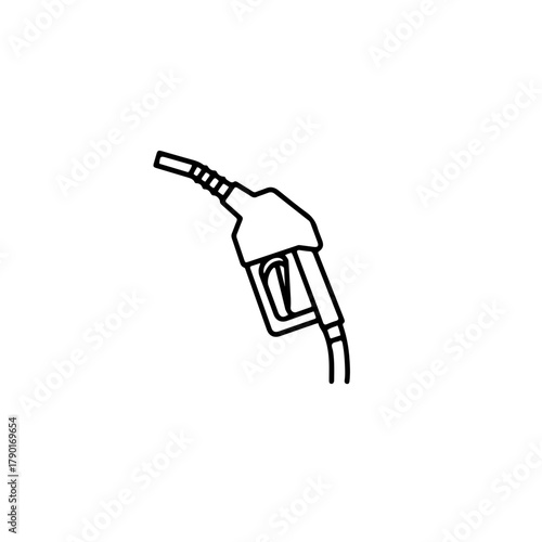 Fuel pump nozzle vector icon depicting refueling process and gasoline dispensing equipment for automotive fueling stations