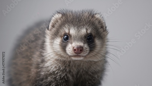 Wild gray mink displayed against a light box backdrop, showcasing its soft fur texture, luxury, seasonal change