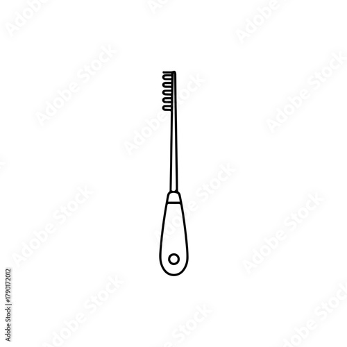 Toothbrush hygiene dental care accessory outline clean minimal personal grooming bathroom item vector