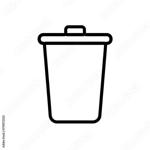 Trash bin waste container outline clean municipal disposal household garbage management minimal vector