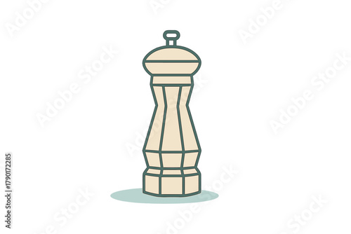 Classic wooden pepper mill with simple geometric design