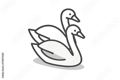 Two stylized swans facing each other with bold outline