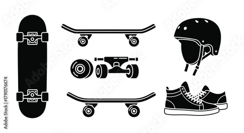 Skateboard equipment vector illustration for design assets