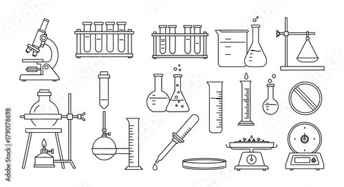 Science lab equipment vector illustration and chemistry tools