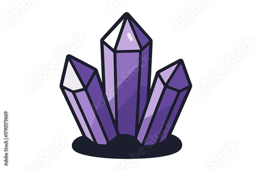 Three purple amethyst crystal points cluster icon