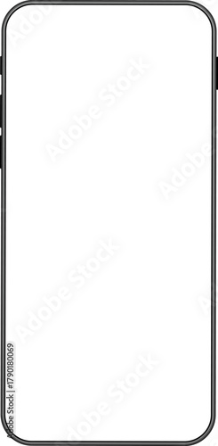 Phone Outline Mockup - Vertical Smartphone Blank Screen Vector