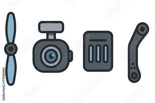 Essential spare components collection for small unmanned aerial vehicle repair