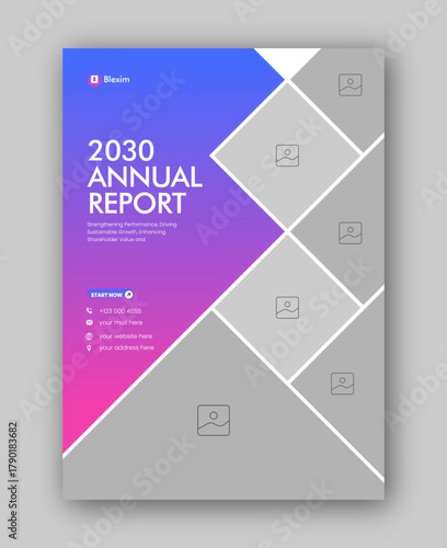 Brochure cover or annual report flyer design template for corporate business agency