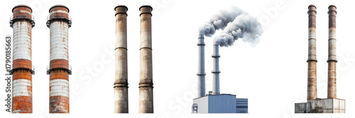 Industrial Smokestacks with Emissions in Urban Environment