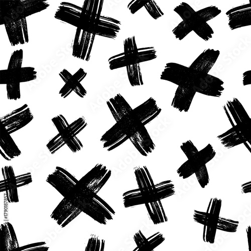 Seamless pattern with hand drawn cross symbols