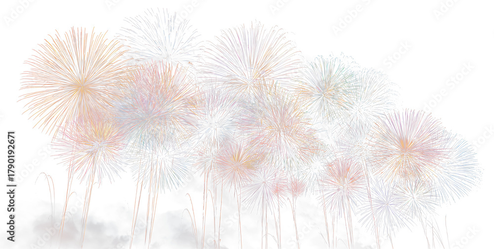 Fototapeta premium Glowing Fireworks PNG Transparent Night Sky Background