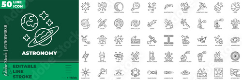 Astronaut Line Editable Icons set