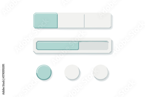 Modern progress bars and status indicators with soft shadows and pastel colors