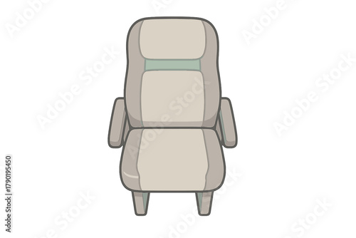 Top view single beige armchair with armrests and lumbar support detail