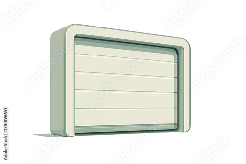 Modern sectional garage door with rounded frame isolated on white background