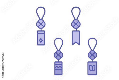 Collection of traditional Korean decorative knots and charms icons