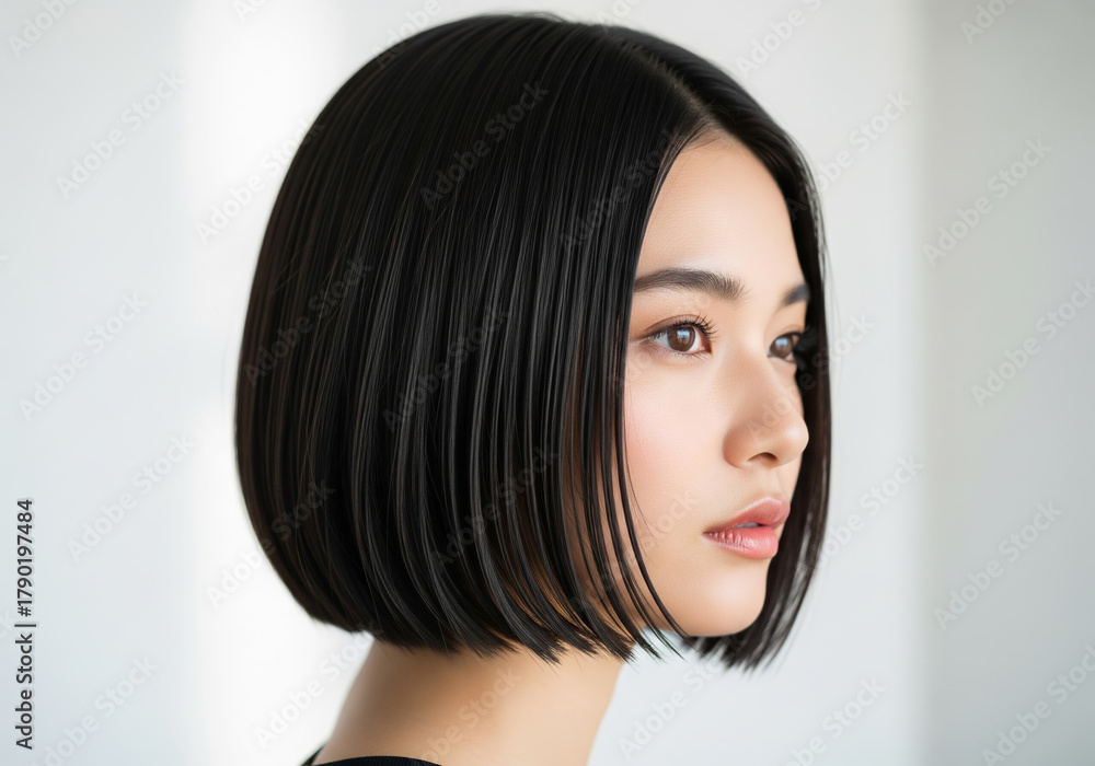 Fototapeta premium 凛とした表情のボブヘアの女性の横顔