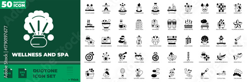 Wellness And Spa Duotone Editable Icons set