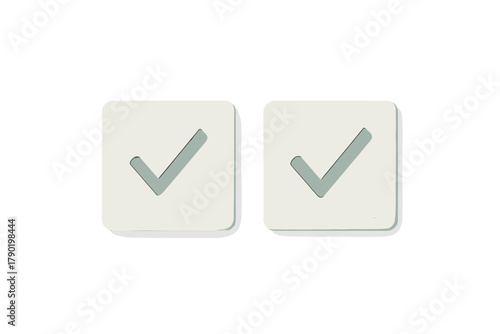 Minimalist check mark icons on square buttons for confirmation or selection