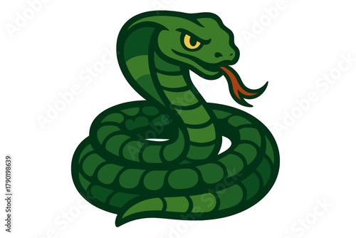 Stylized coiled green snake mascot head with forked tongue