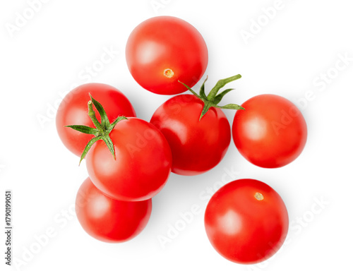 Foto Cherry tomatoes on a white isolated background, top view
