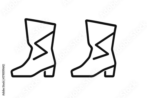 Outline icon of a pair of western cowboy boots with low heel