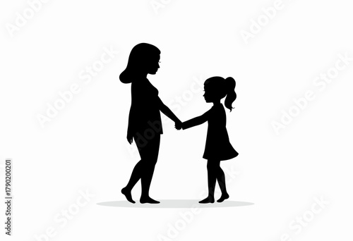 Silhouetted figures of an adult and a child holding hands, illustrating a powerful bond and connection against a minimalist white backdrop