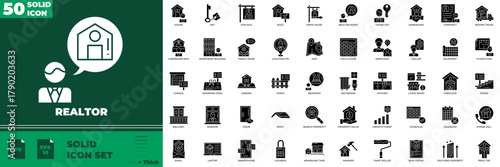 Realtor Solid Editable Icons set